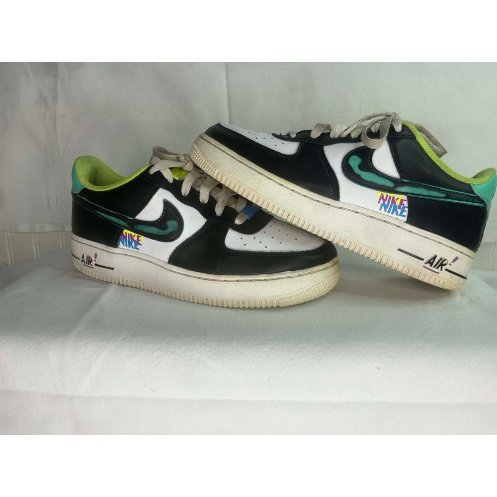 Nike Air Force 1 Low LV8 GS White Black Washed Teal DX3349-100 Mens 6.5Y Shoes